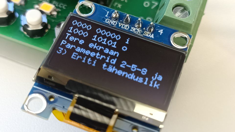 Info kuvamine 0.96'' OLED ekraanil